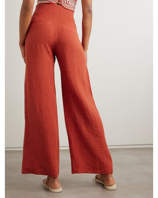 ANDRES OTALORA Orange Poesia Wide-Leg Linen Pants