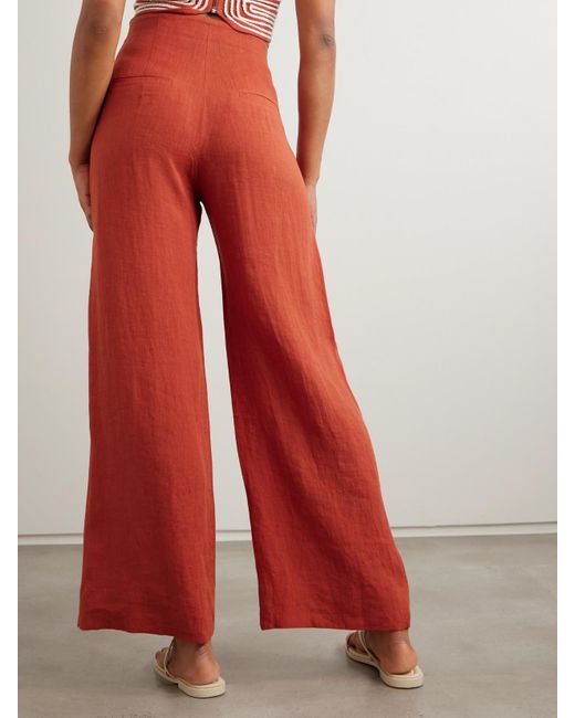 ANDRES OTALORA Orange Poesia Wide-Leg Linen Pants