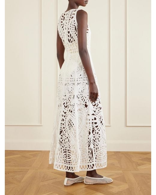 Emporio Sirenuse White Vivienne Brisé Cut-Out Cotton Midi Dress