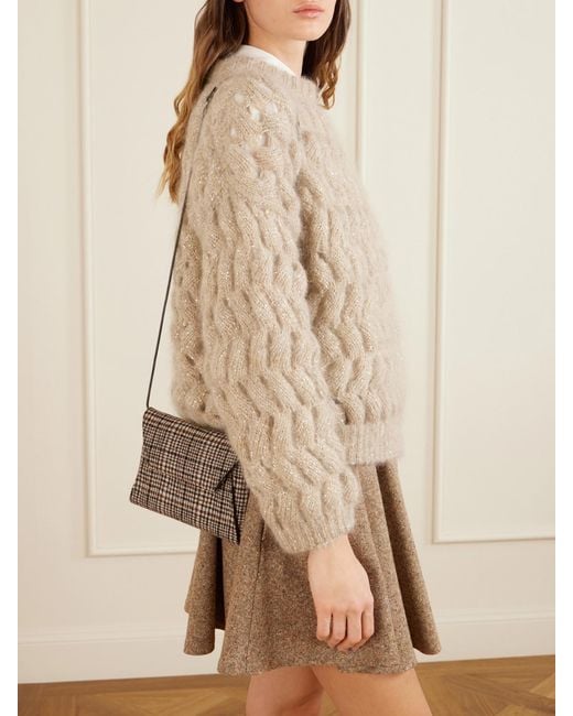 Brunello Cucinelli Brown Checked Wool Clutch