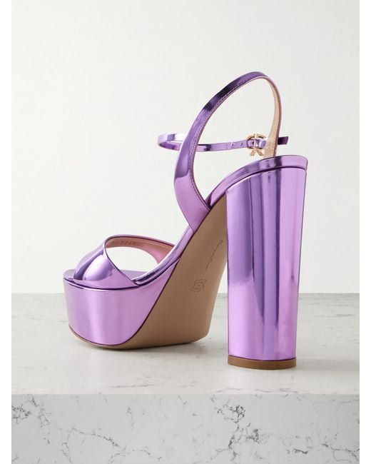Gianvito Rossi Purple Marlena 85 Mirrored-Leather Platform Sandals