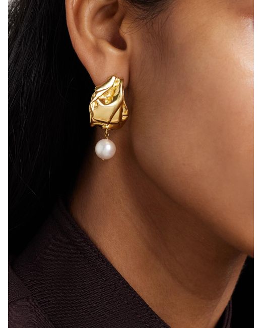 Completedworks Metallic Plated Pearl Earrings