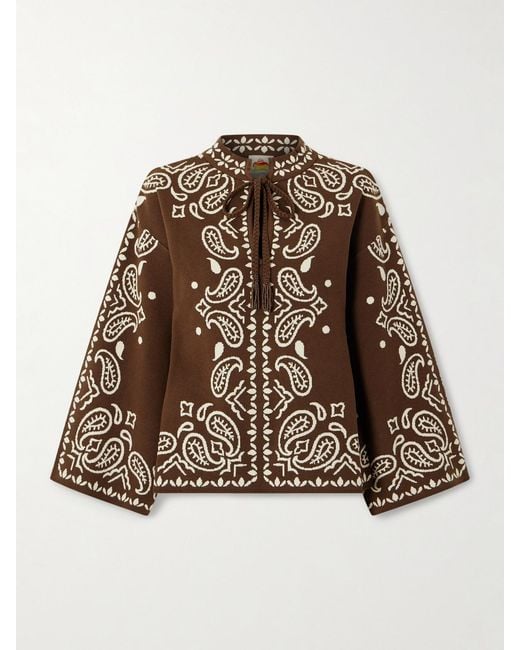 Farm Rio Brown Pullover Aus Jacquard-Strick