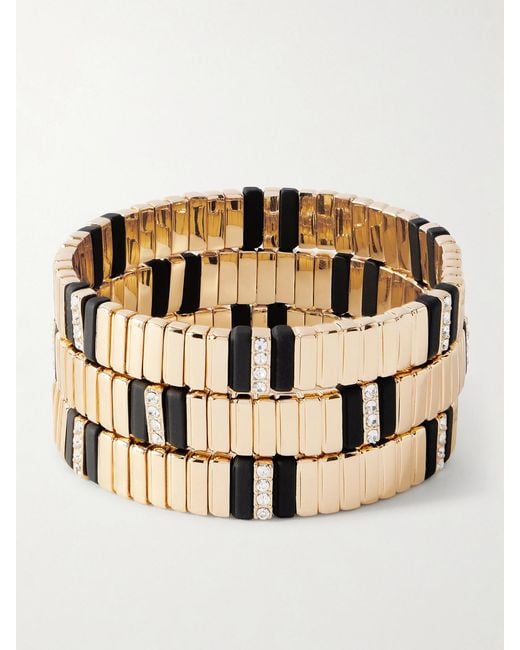Roxanne Assoulin Metallic The Touch Of Midnight Set Of Three-Tone Cubic Zirconia Bracelets