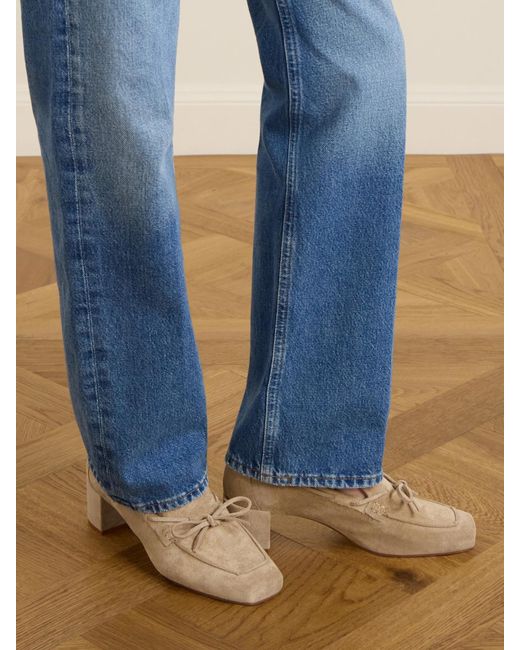 Aeyde Natural Grenn Suede Loafers
