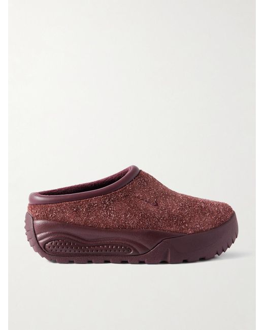 Nike Red Acg Rufus Leather-Trimmed Suede Slip-On Sneakers