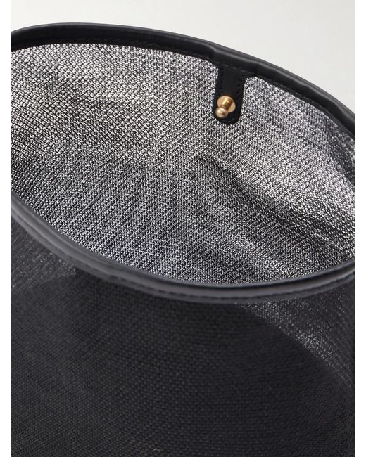 Neous White Pardalis Leather-Trimmed Mesh Bucket Shoulder Bag
