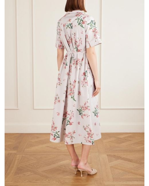 Erdem White Floral-Print Cotton-Poplin Midi Dress