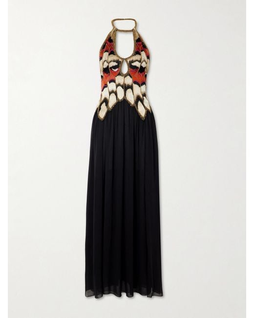 Isabel Marant Alicia Embellished Cutout Embroidered Silk Halterneck Gown in  Black | Lyst