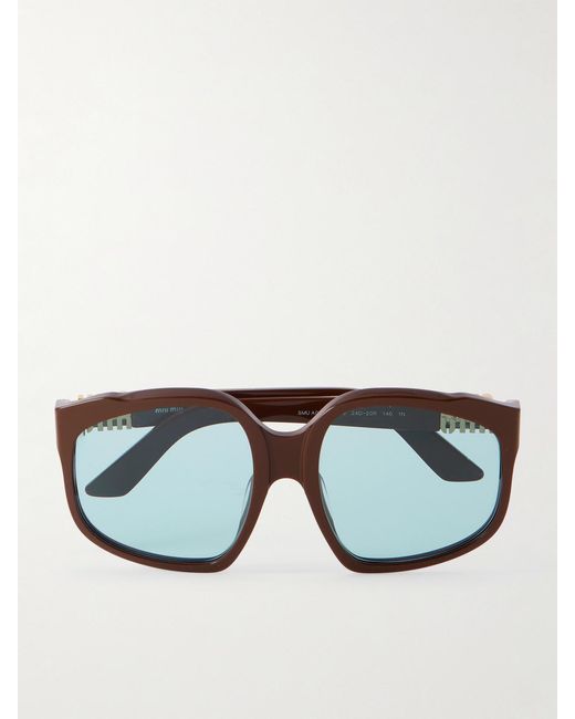 Miu Miu Brown Oversized Square-Frame Acetate Sunglasses