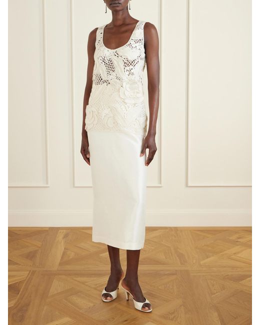 Heirlome Natural Embroidered Cashmere And Silk-Blend Tank Top
