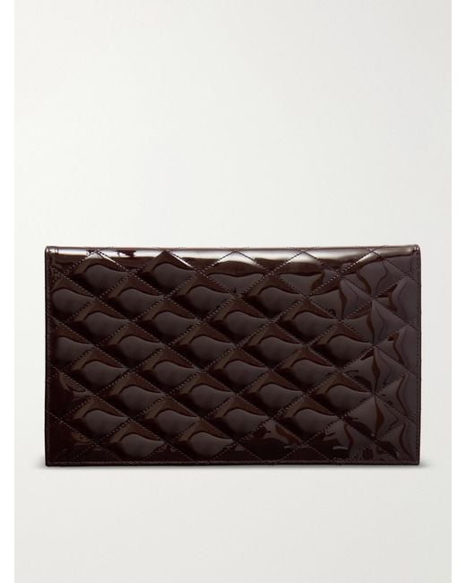 Saint Laurent Black Paris Matelassé Patent-Leather Clutch