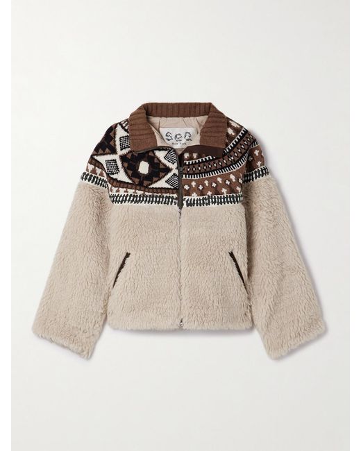 Sea Natural Linea Fair Isle Merino Wool And Fleece Jacket