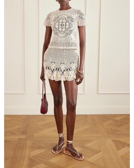Magda Butrym Natural Layered Jersey And Crocheted Cotton Top