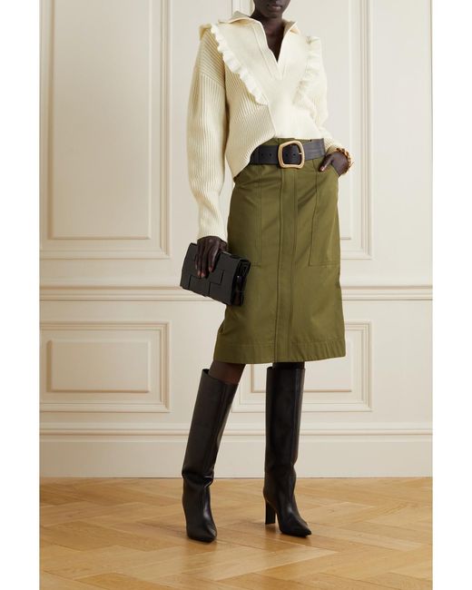 Philosophy Di Lorenzo Serafini Natural Ruffled Ribbed Wool Sweater