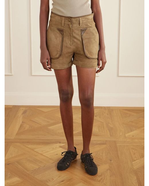 Isabel Marant Natural Marline Suede Cargo Shorts