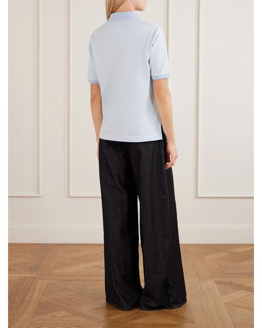 Jil Sander Blue Logo-Embroidered Cotton-Piqué Polo Shirt