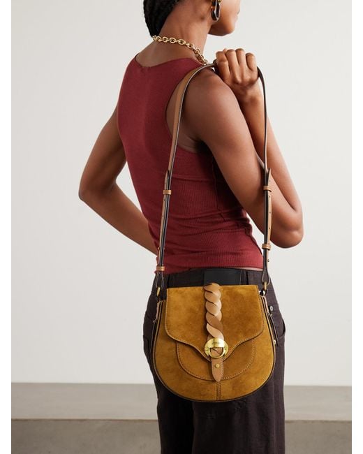 Isabel Marant Brown Altay Small Leather-Trimmed Suede Shoulder Bag