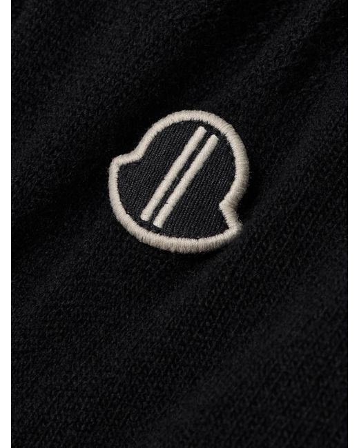 Rick Owens Black Moncler Biker Pullover Aus Einer Woll-Kaschmirmischung Mit Jacquard-Muster