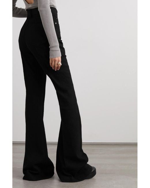 Rick Owens Black Bolan Wool-Flannel Flared Pants