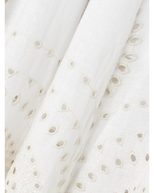 Charo Ruiz White Livvy Midirock Aus Einer Baumwollmischung Mit Lochstickerei