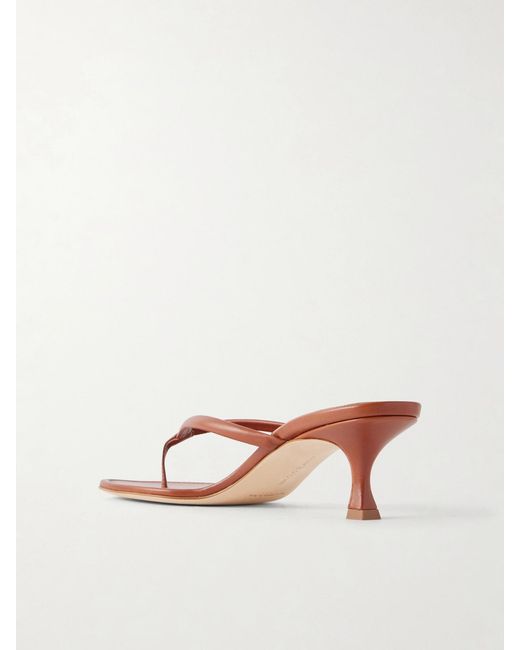 Manolo Blahnik Brown Paterno 50 Leather Thong Sandals