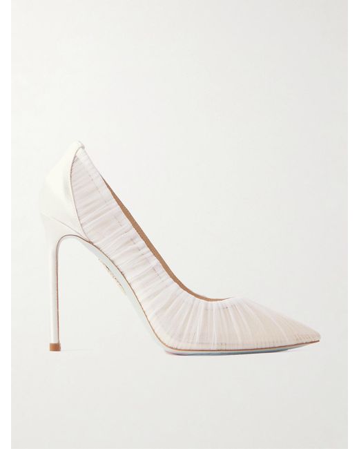 Aquazzura Natural Voile 105 Tulle And Satin Pumps