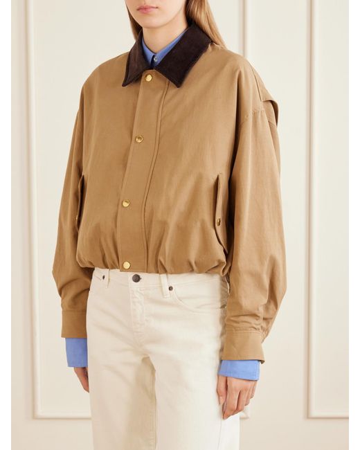 FRAME Natural Leather-Trimmed Cotton And Tencel Lyocell-Blend Jacket
