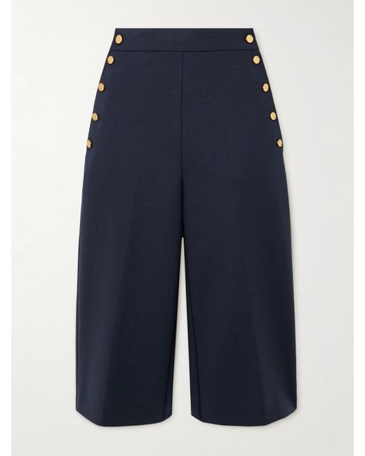Max Mara Blue Valdez Shorts Aus Einer Wollmischung Mit Zierknöpfen
