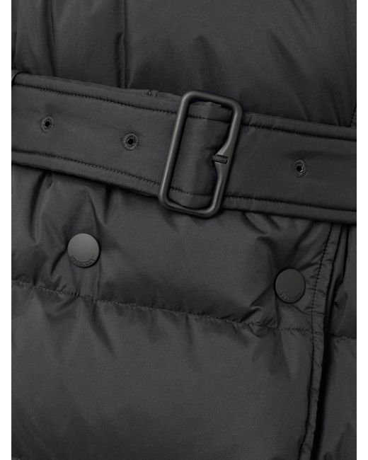 Burberry Black Doppelreihige Daunenjacke Aus Gestepptem Shell Mit Bindegürtel