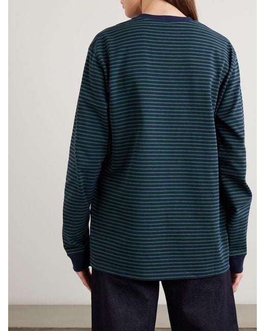 Tibi Blue Striped Cotton-Jersey T-Shirt