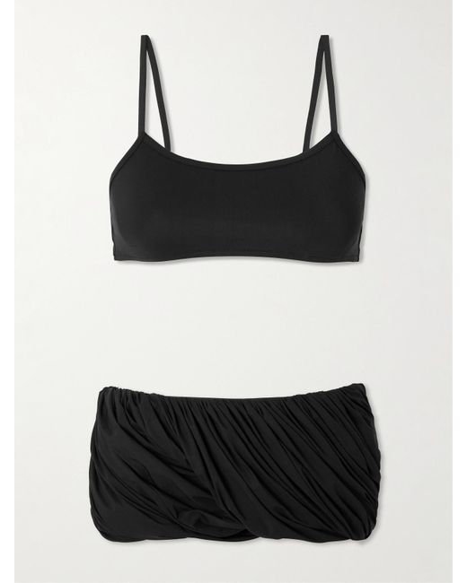 Alaïa Black Twisted Ruched Bikini