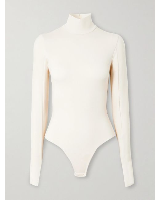 Commando White String-Body Aus Stretch-Jersey Mit Stehkragen
