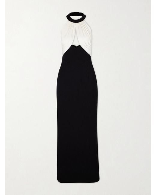The New Arrivals Ilkyaz Ozel Black Halterneck Two-Tone Gown