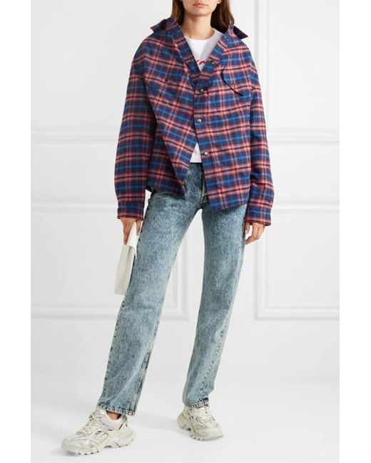 Balenciaga Swing Canadian-checked Cotton-flannel Shirt in Blue