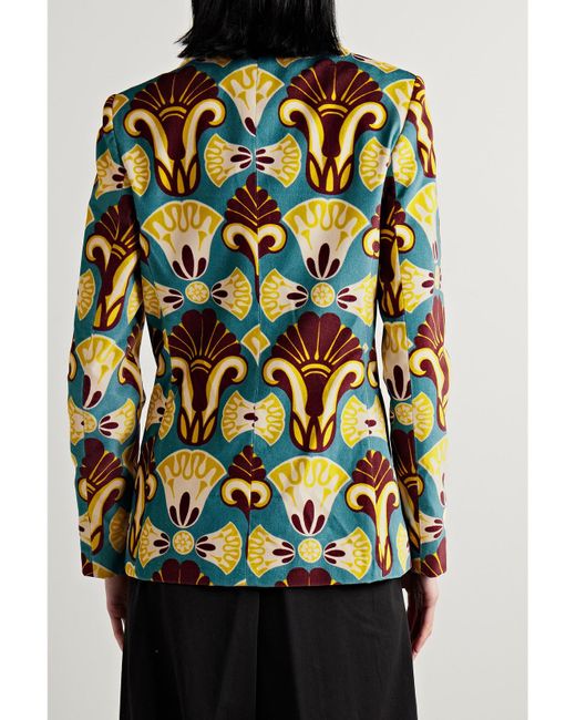 LaDoubleJ Green 24/7 Printed Cotton-Velvet Blazer