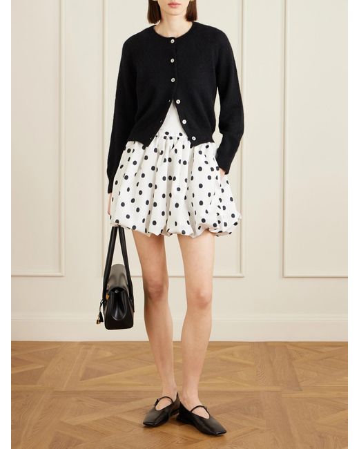 Patou Metallic Bloomer Polka-Dot Poplin Mini Skirt