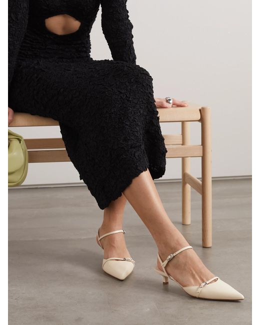 Aeyde Natural Melia Leather Point-Toe Pumps