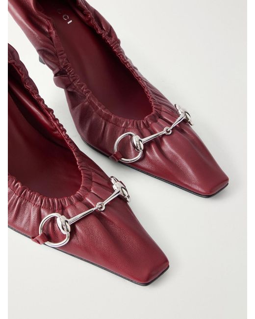 Gucci Pink Vittoria 75 Horsebit-Embellished Leather Pumps