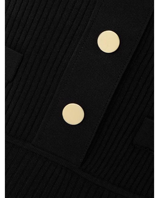 Veronica Beard Black Lauper Embellished Ribbed-Knit Midi Dress