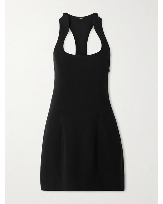 Cult Gaia Black Paneled Woven Halterneck Mini Dress