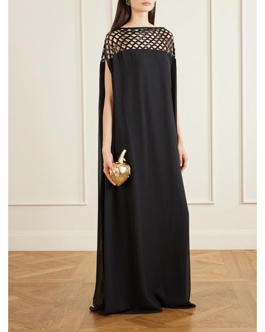 ‎Dima Ayad Black Sequin-Embellished Crepe Gown