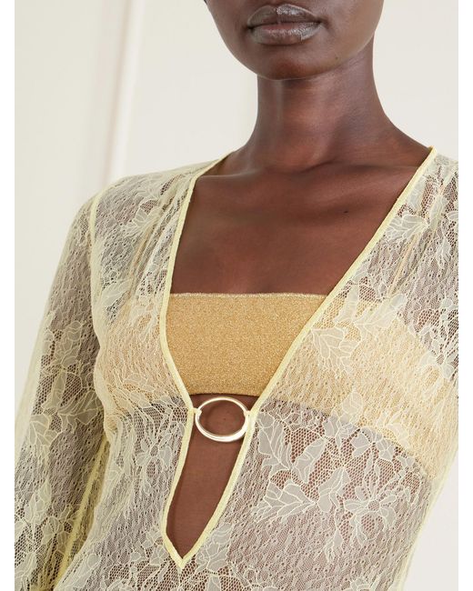 Oseree Natural Lace O Metallic Kaftan