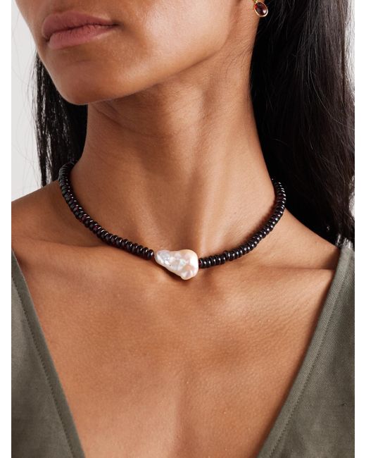 Loren Stewart Natural Scarlet 14-Karat, Garnet And Pearl Necklace