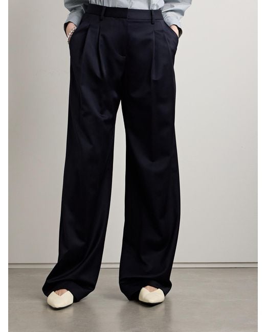 Twp Blue Sullivan Pleated Linen Straight-Leg Pants