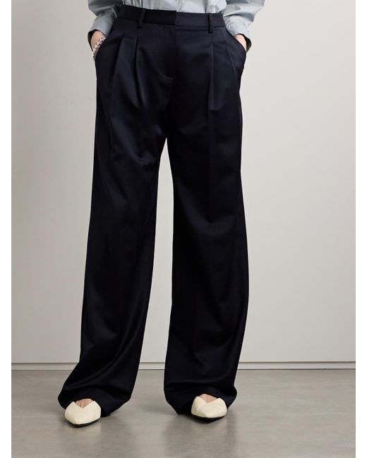 Pantalon Droit En Lin À Plis Sullivan Twp en coloris Blue