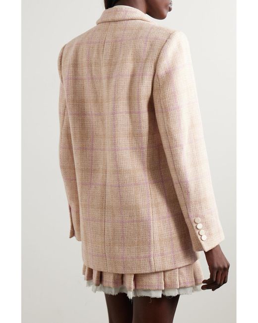 LoveShackFancy Natural Denzel Checked Houndstooth Wool Blazer