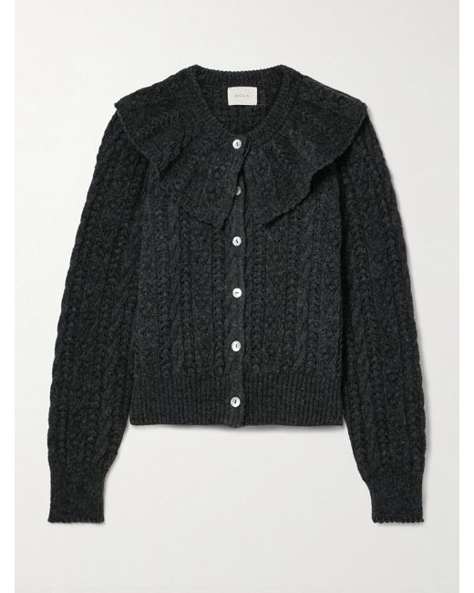 Doen Black Nerina Cable And Pointelle-Knit Alpaca-Blend Cardigan
