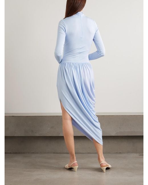 Esse Studios Blue Solina Maxikleid Aus Jersey Mit Stehkragen Und Raffungen