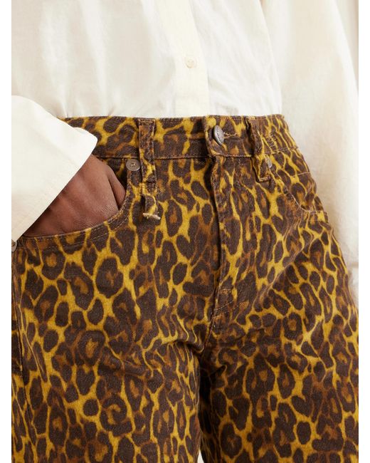 R13 Natural Joan Cropped Animal-Print Flared Jeans